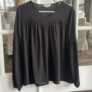 Jack by BB Dakota Sheer Peasant Blouse Top Black Small